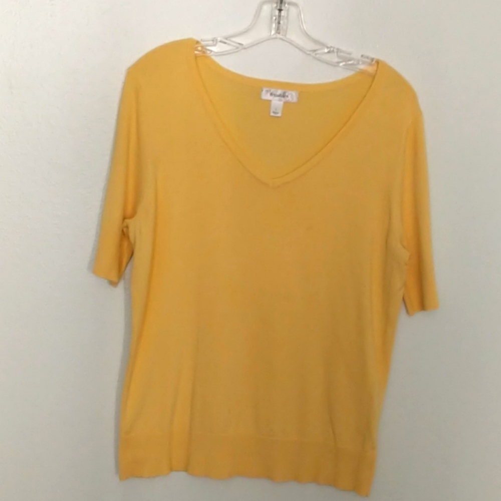 (T5) Dressbarn Yellow Sweater Top Sz L